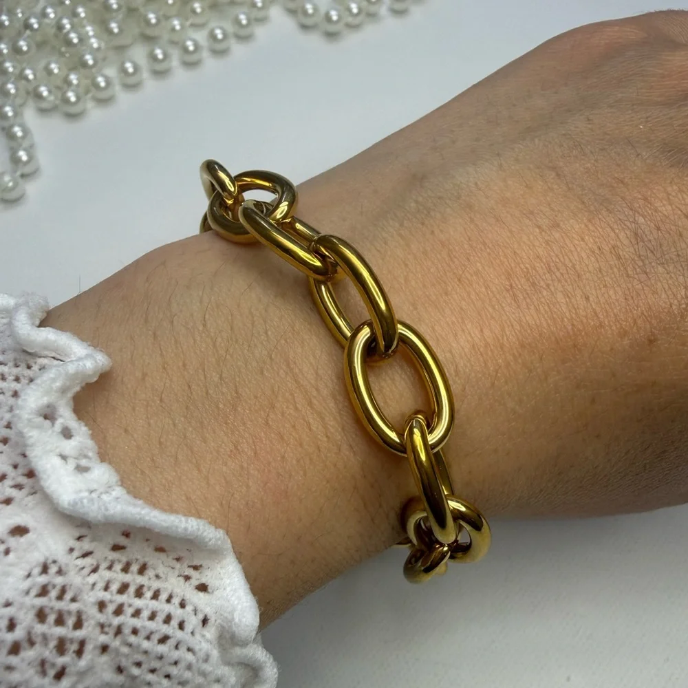 Chain Bold Link Bracelet Stainless Steel Waterproof